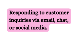 Responding to customer inquiries via email chat or social media