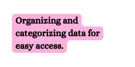 Organizing and categorizing data for easy access